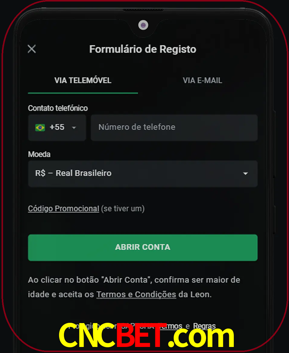 Abra o aplicativo e inicie o processo de registro.