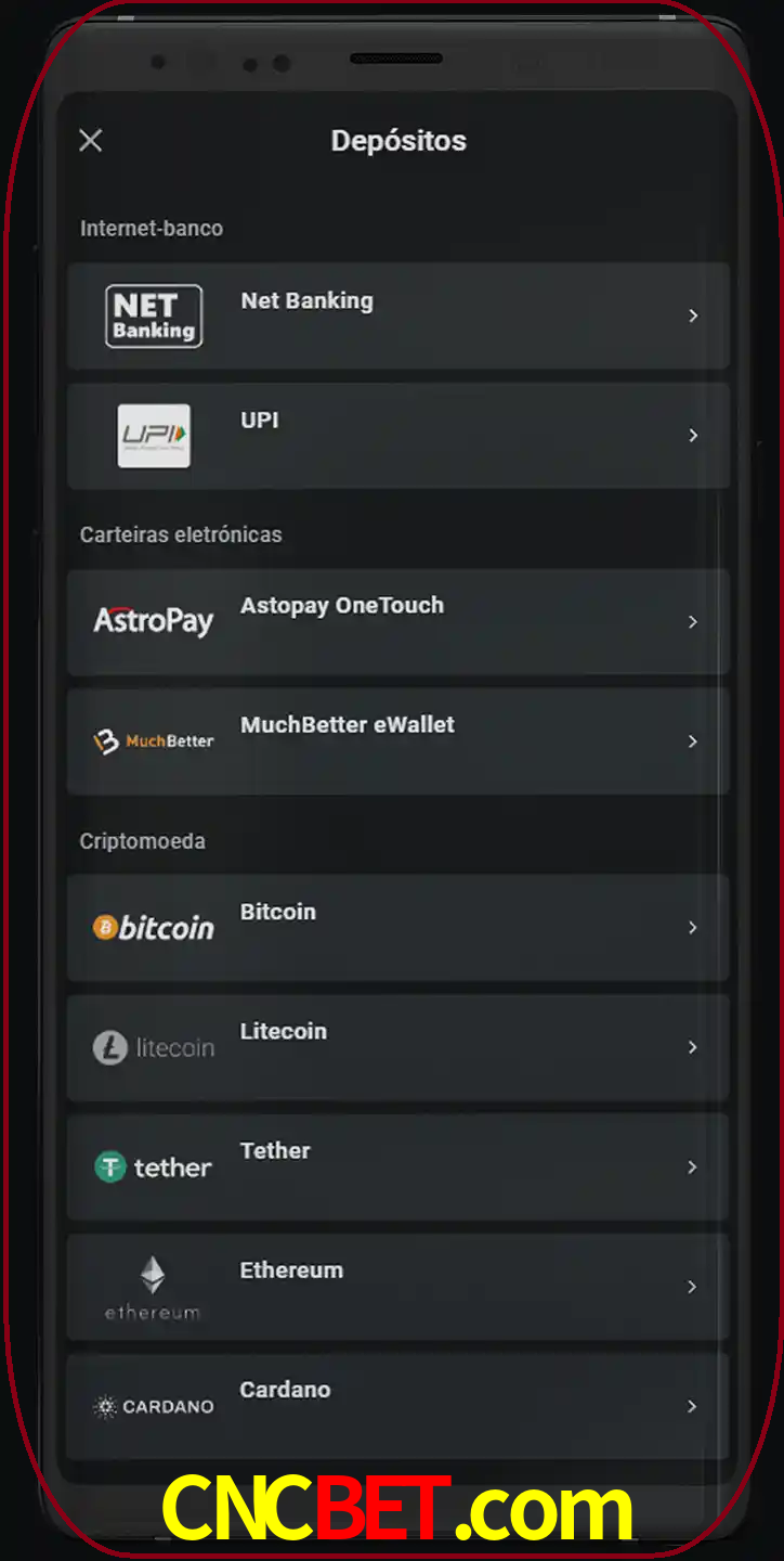 Você pode usar métodos alternativos de depósito.